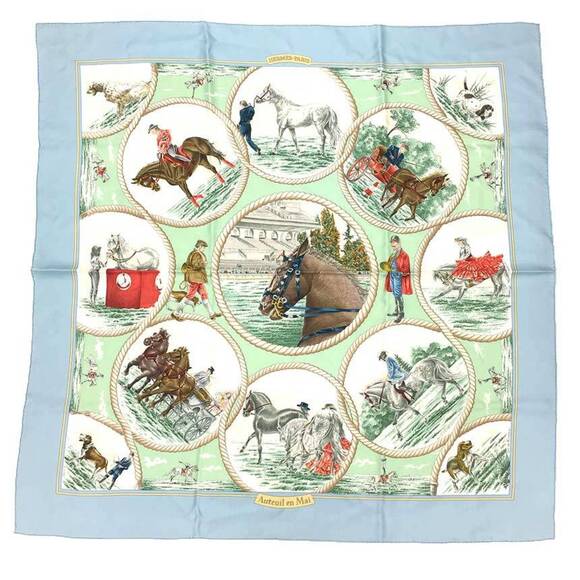 Hermes Accessories - HERMES Authentic Blue Silk Scarf